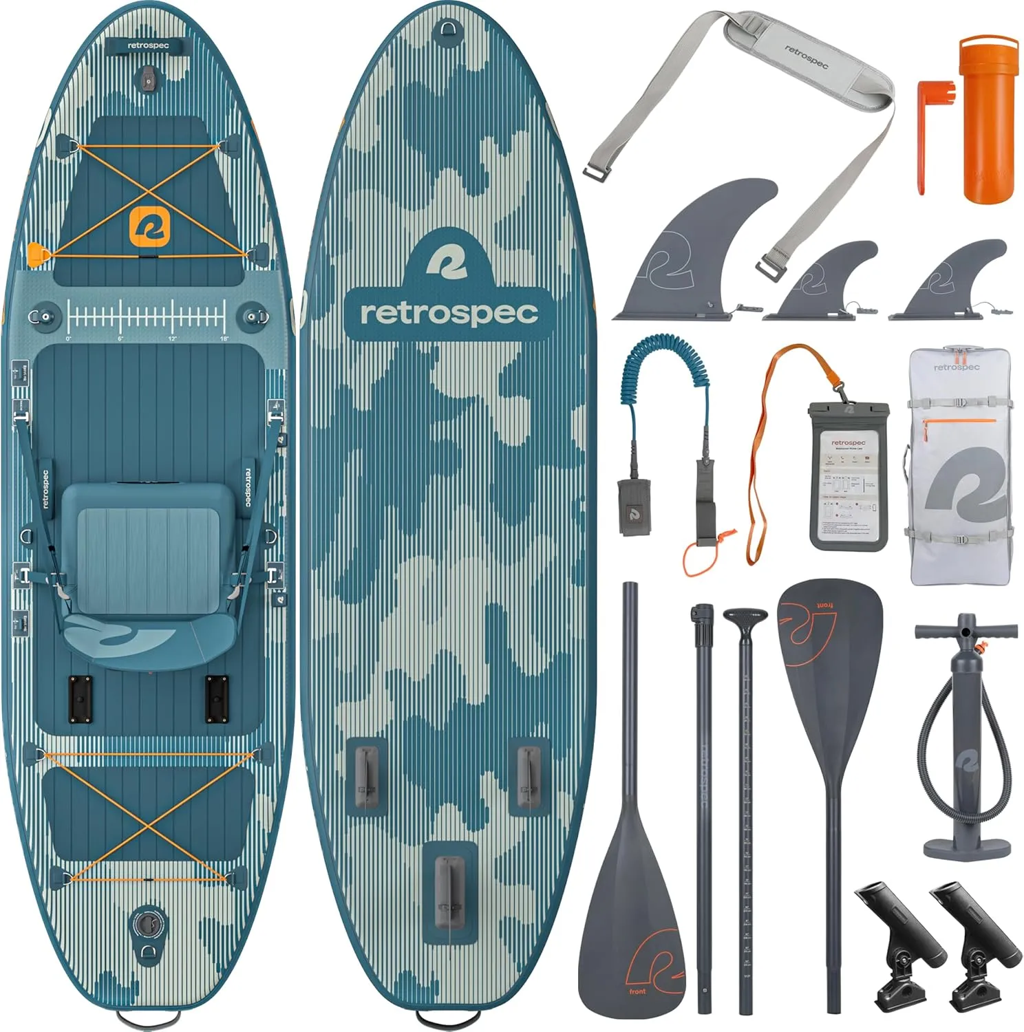 Retrospec June Nano Kids Inflatable Fishing Paddle Board SUP Kayak: 9'6" Hybrid Paddleboard with Rod Holders, Removable Seat - Lightweight Portable Youth Fishing Board