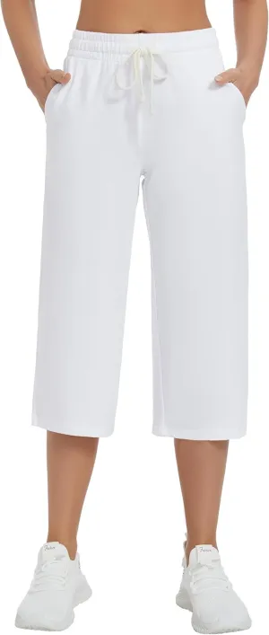 SPECIALMAGIC Women Capri Pants Cotton Yoga Wide Leg Pajama Pants Capris Sweatpants Sports