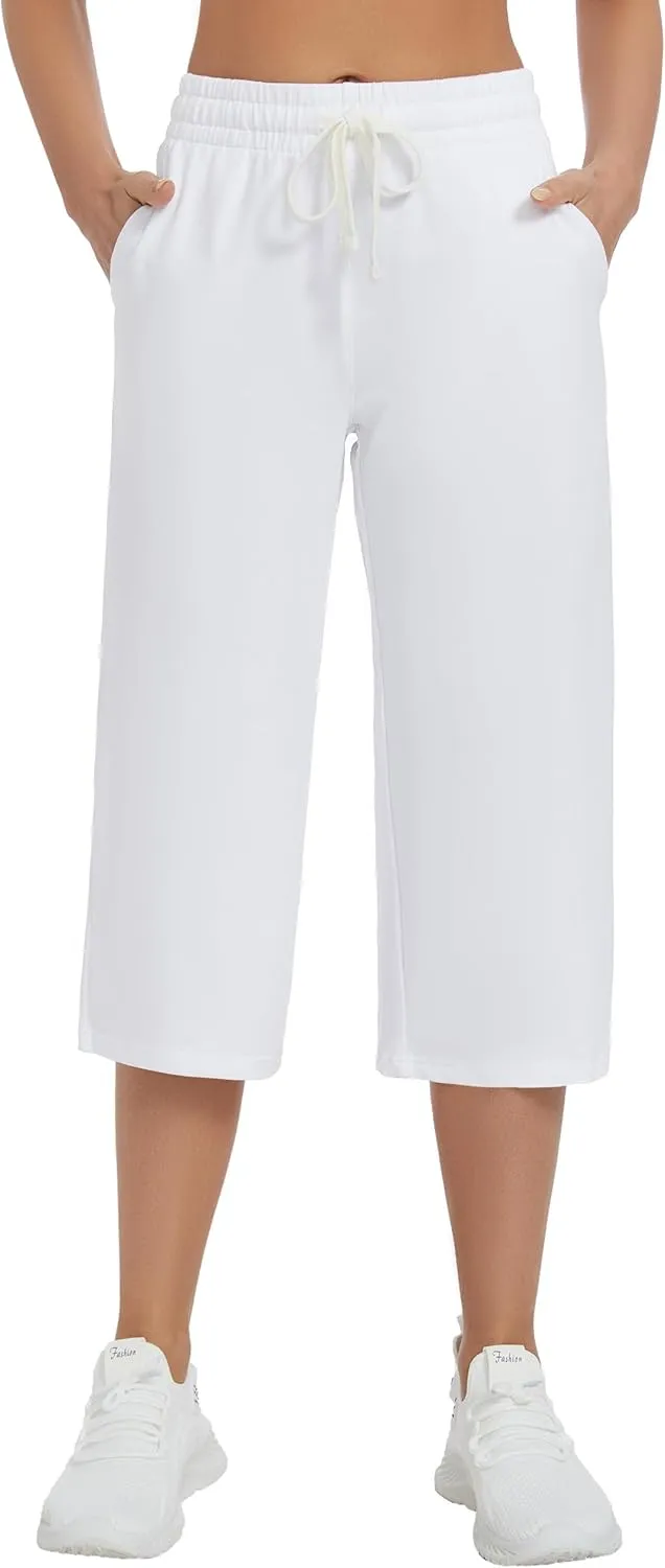 SPECIALMAGIC Women Capri Pants Cotton Yoga Wide Leg Pajama Pants Capris Sweatpants Sports