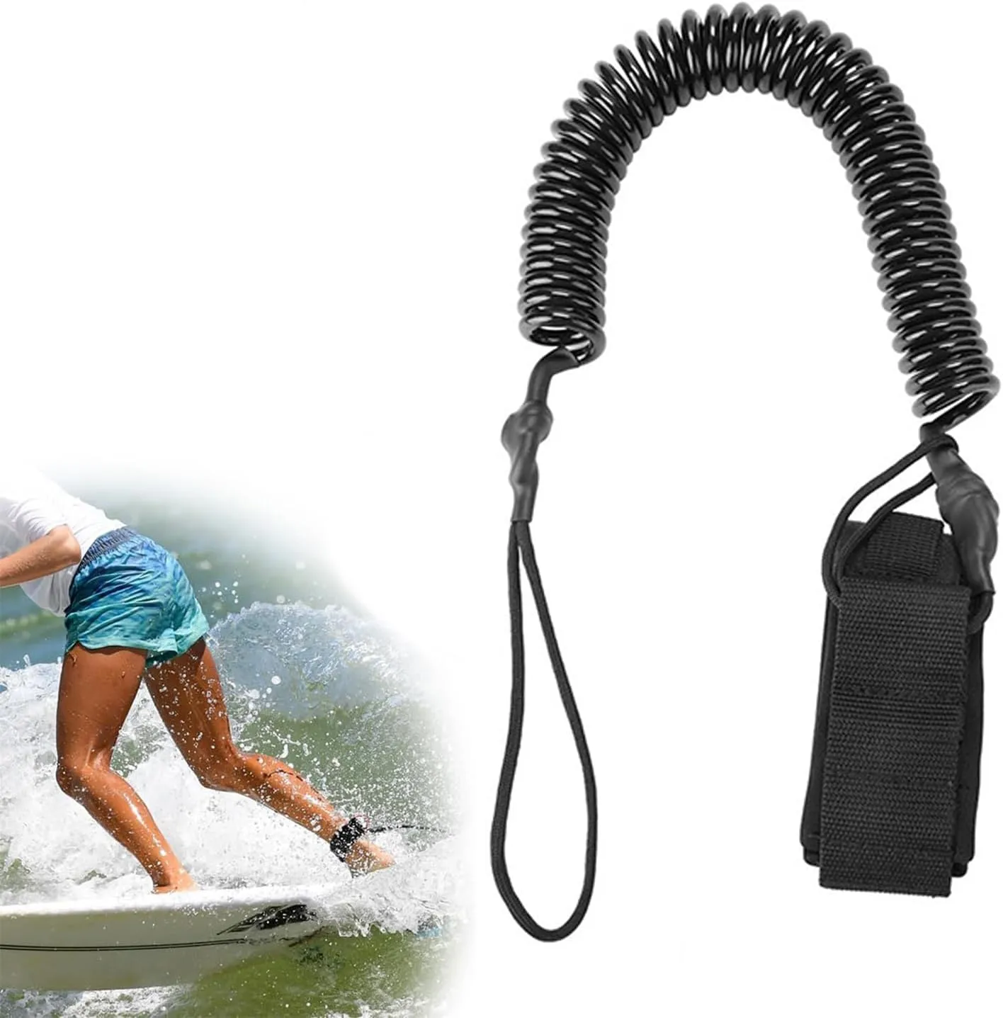 SUP Leash Coiled Stand Up Paddle Board Surfboard Leash Stay on Board Ankle Strap
