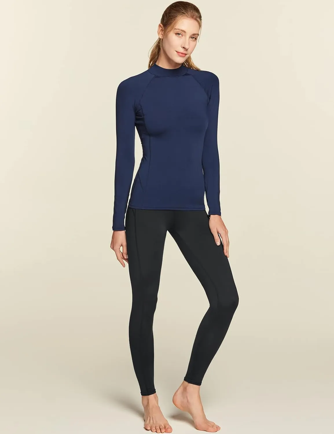 TSLA Women's Thermal Long Sleeve Tops, Mock Turtle & Crew Neck Shirts, Fleece Lined Compression Base Layer