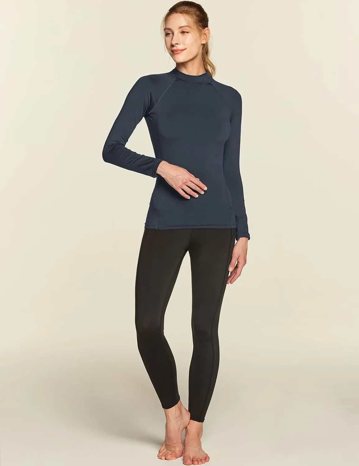 TSLA Women's Thermal Long Sleeve Tops, Mock Turtle & Crew Neck Shirts, Fleece Lined Compression Base Layer
