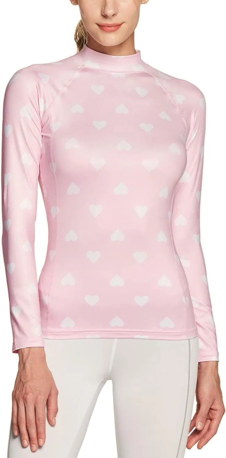 TSLA Women's Thermal Long Sleeve Tops, Mock Turtle & Crew Neck Shirts, Fleece Lined Compression Base Layer