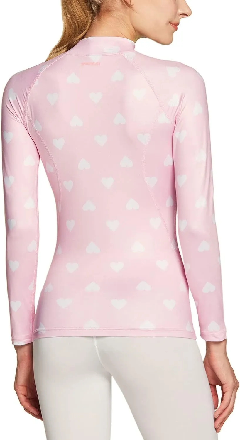 TSLA Women's Thermal Long Sleeve Tops, Mock Turtle & Crew Neck Shirts, Fleece Lined Compression Base Layer