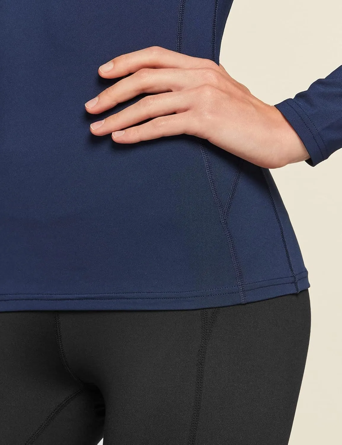 TSLA Women's Thermal Long Sleeve Tops, Mock Turtle & Crew Neck Shirts, Fleece Lined Compression Base Layer
