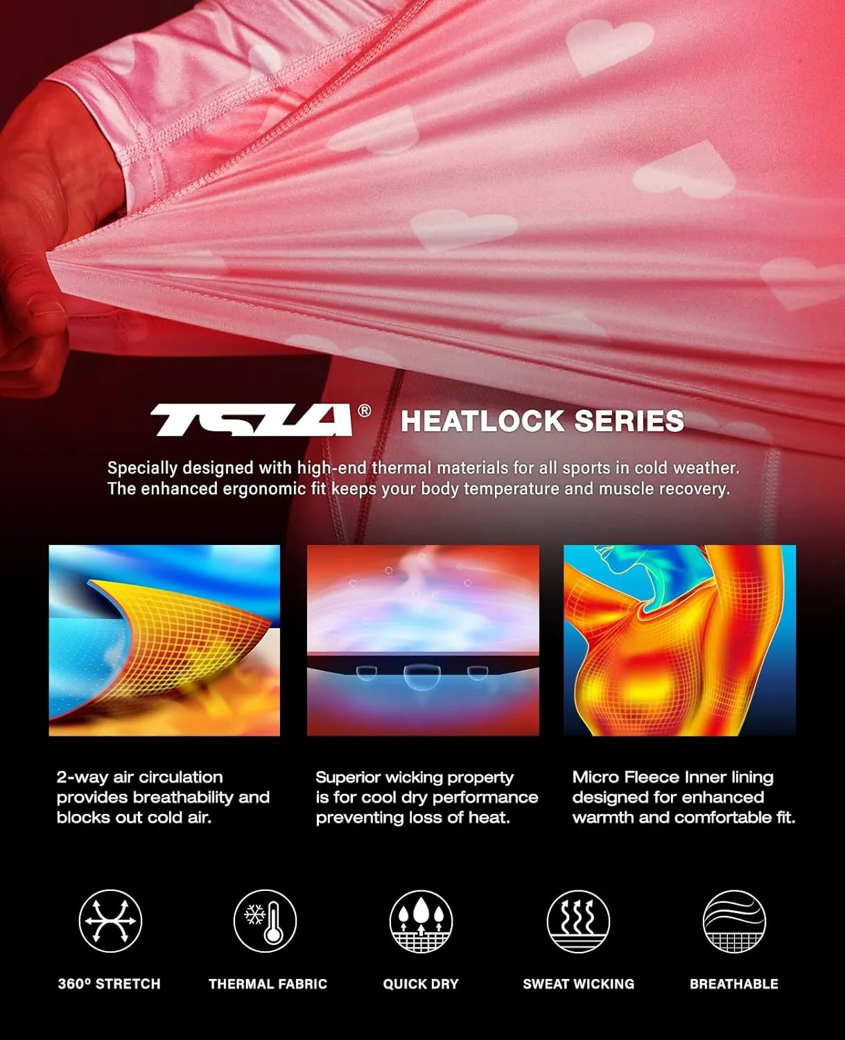 TSLA Women's Thermal Long Sleeve Tops, Mock Turtle & Crew Neck Shirts, Fleece Lined Compression Base Layer
