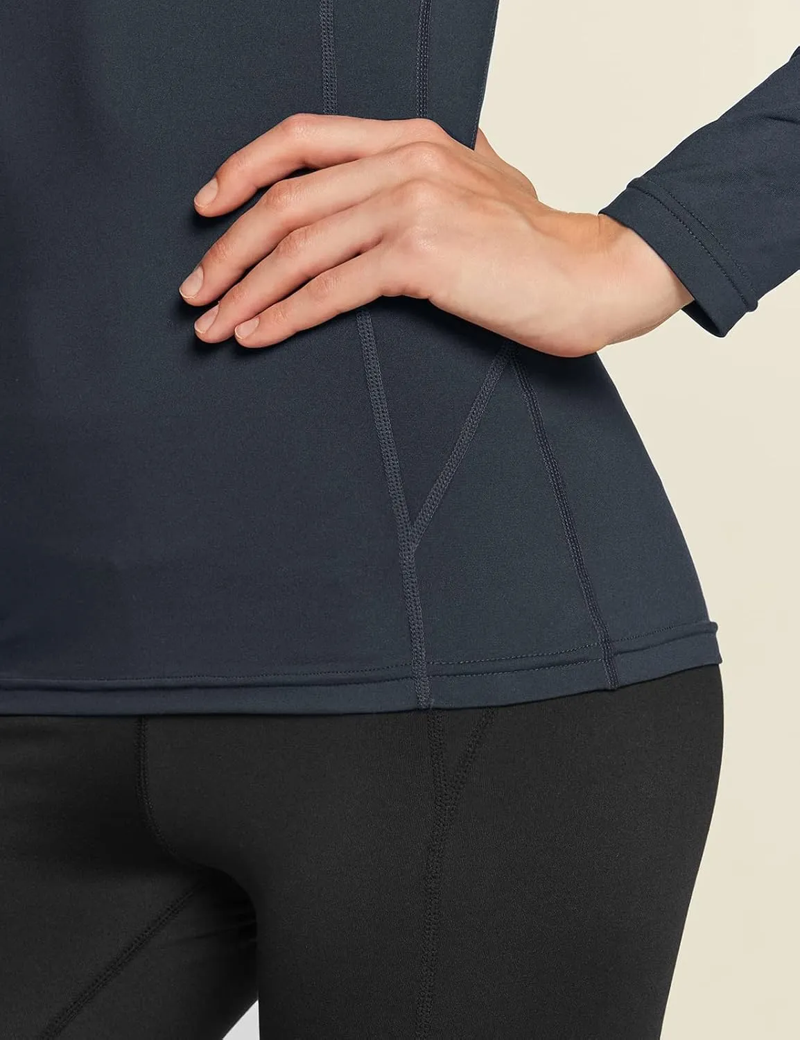 TSLA Women's Thermal Long Sleeve Tops, Mock Turtle & Crew Neck Shirts, Fleece Lined Compression Base Layer