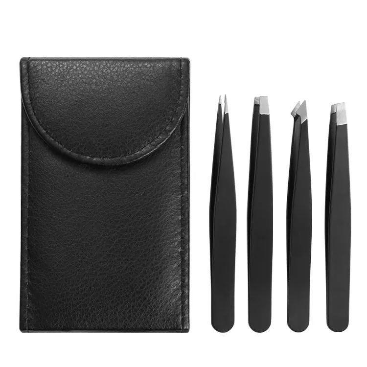 Tweezers Set Stainless Steel Eyebrow Tweezer Scissors Set with Travel Case for Brow Facial/Ingrown Hair