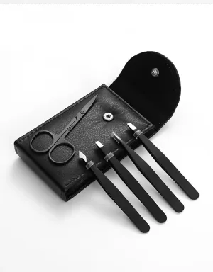 Tweezers Set Stainless Steel Eyebrow Tweezer Scissors Set with Travel Case for Brow Facial/Ingrown Hair