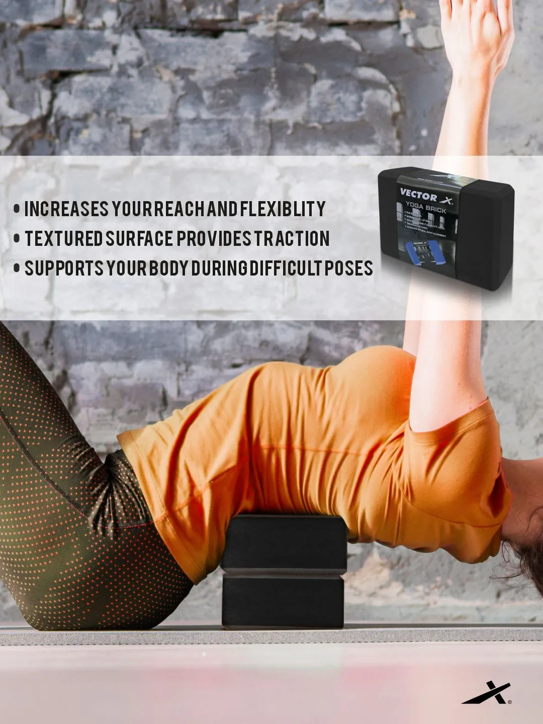 VECTOR X Yoga Block/Yoga Brick of High Density Premium EVA Foam Eco Non Toxic Pack of 2 Yoga Blocks (Black Pack of 2)
