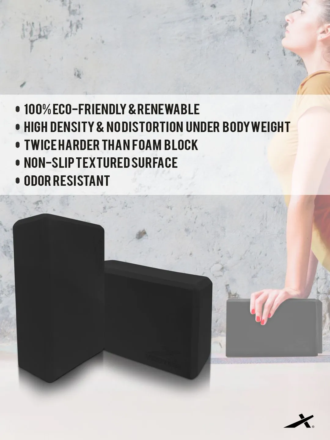 VECTOR X Yoga Block/Yoga Brick of High Density Premium EVA Foam Eco Non Toxic Pack of 2 Yoga Blocks (Black Pack of 2)