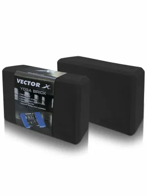 VECTOR X Yoga Block/Yoga Brick of High Density Premium EVA Foam Eco Non Toxic Pack of 2 Yoga Blocks (Black Pack of 2)