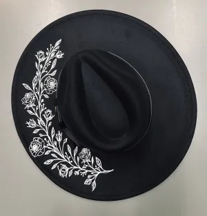 Vegan Felt Hat - XL Brim - Roses