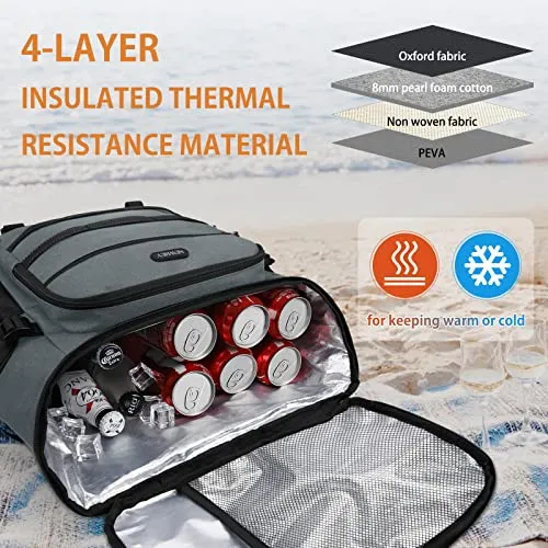 Waterproof Insulated Cooler Bag Large Picnic Backpacks Lightweight Lunch Bag Backpacks Cooler Bag for Camping BBQ Hiking Picnic