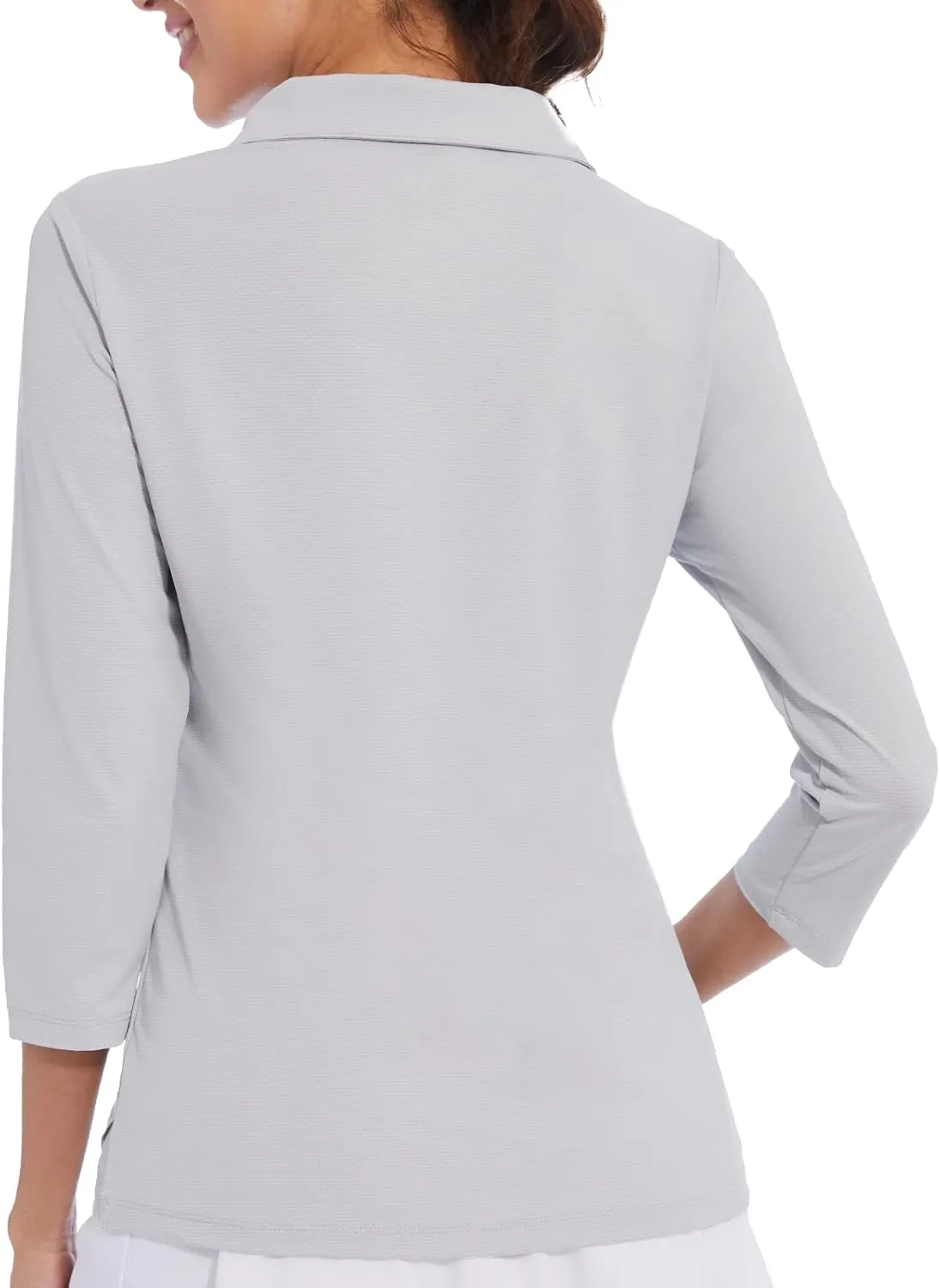 Women's Polo Shirt 3/4 Long Sleeve Golf Quick Dry T Shirts UPF 50  Athletic Casual Work Shirts Tops for Women