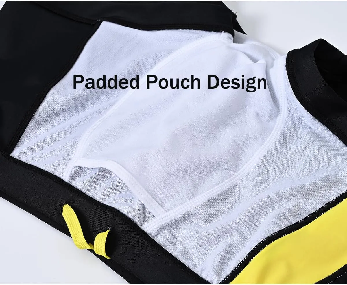 ZONBAILON Mens Swim Trunks with Front Pad Pocket Bathing Suit Swimwear Brief Square Leg Board Short S-2XL