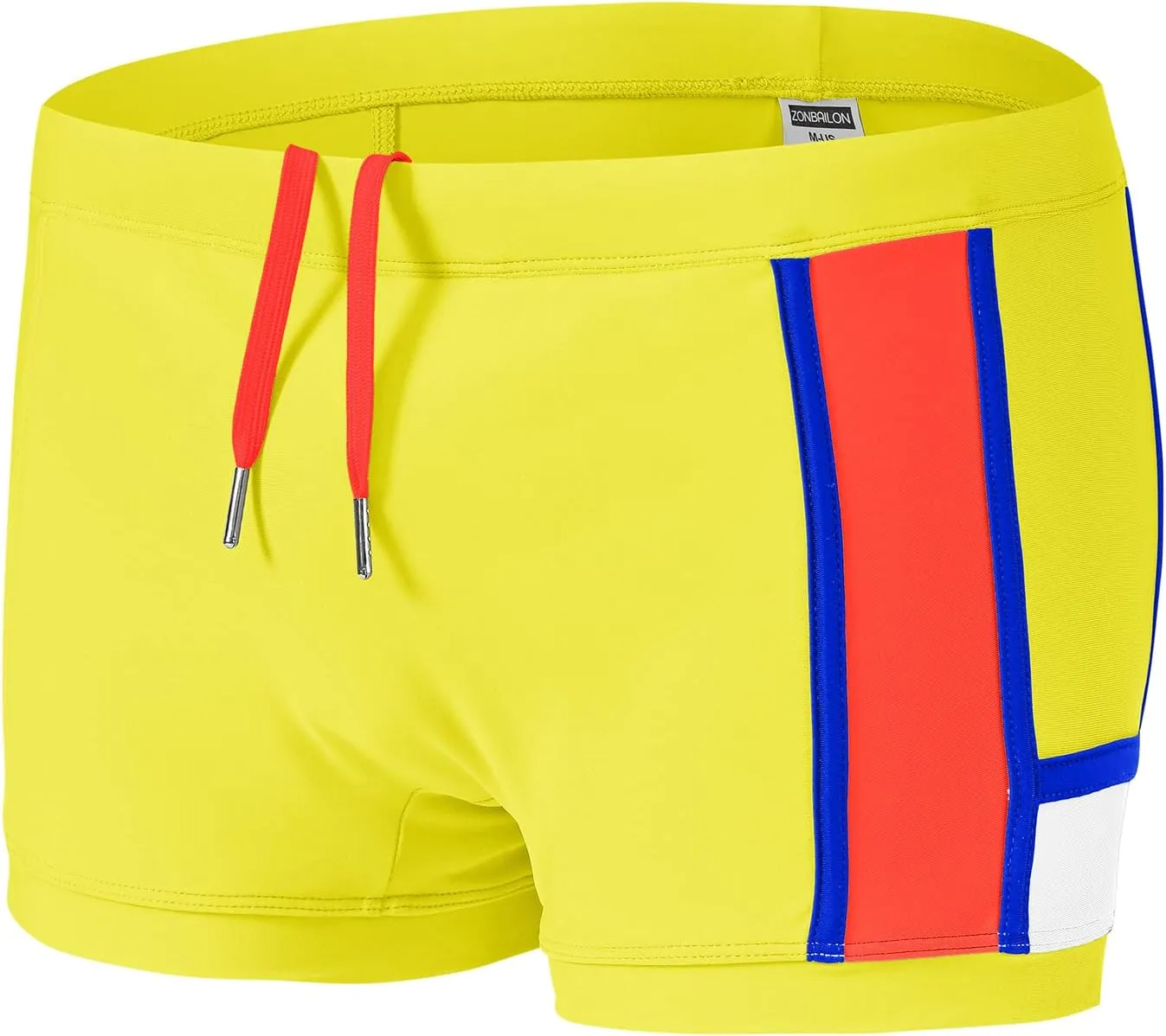 ZONBAILON Mens Swim Trunks with Front Pad Pocket Bathing Suit Swimwear Brief Square Leg Board Short S-2XL