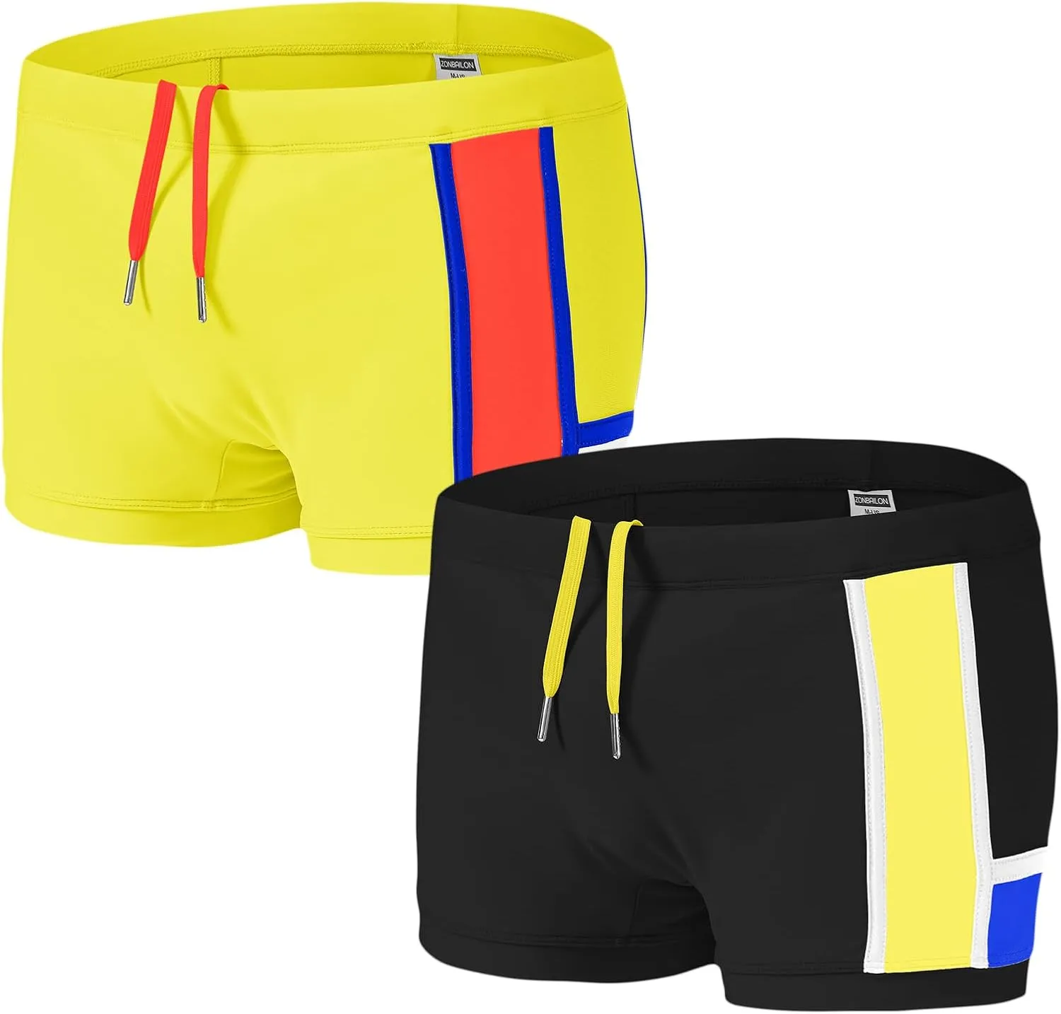 ZONBAILON Mens Swim Trunks with Front Pad Pocket Bathing Suit Swimwear Brief Square Leg Board Short S-2XL