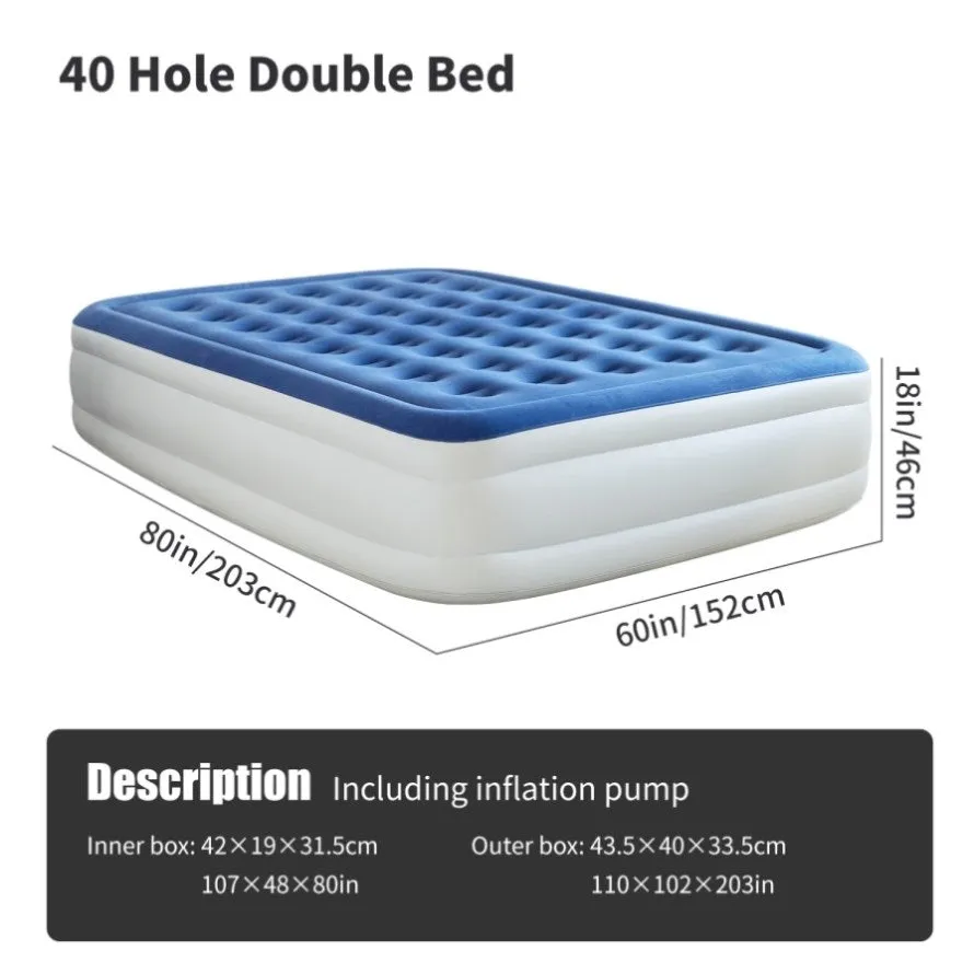 ZUN (Full)1 PC Pillow Top Plush Queen Air Mattress With Built-in High-Speed Pump Best For Home or 86730775