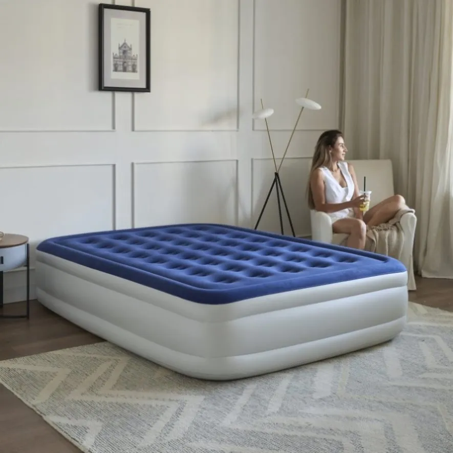 ZUN (Full)1 PC Pillow Top Plush Queen Air Mattress With Built-in High-Speed Pump Best For Home or 86730775