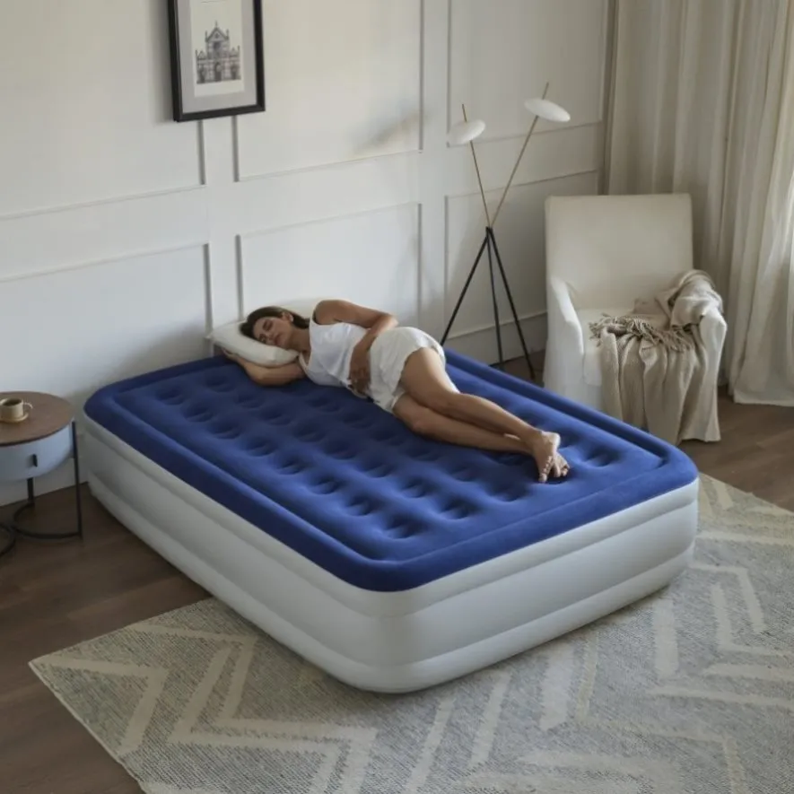 ZUN (Full)1 PC Pillow Top Plush Queen Air Mattress With Built-in High-Speed Pump Best For Home or 86730775